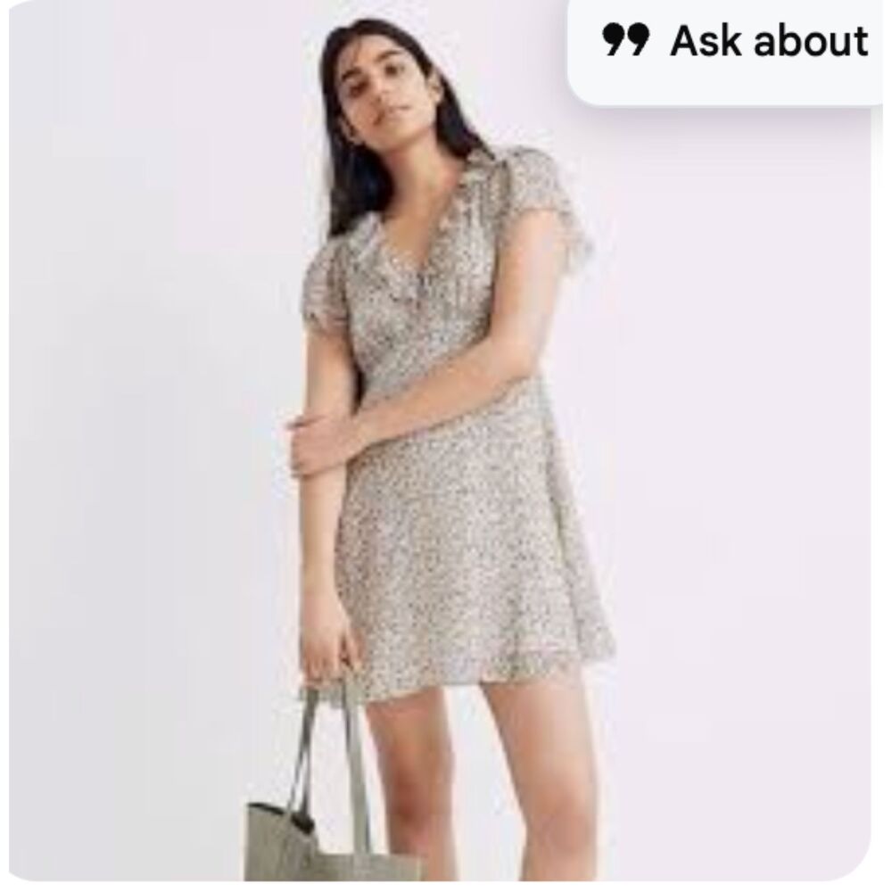 Madewell Silk Ruffle-Neck Mini Dress Cutout Bloom Floral Size 10